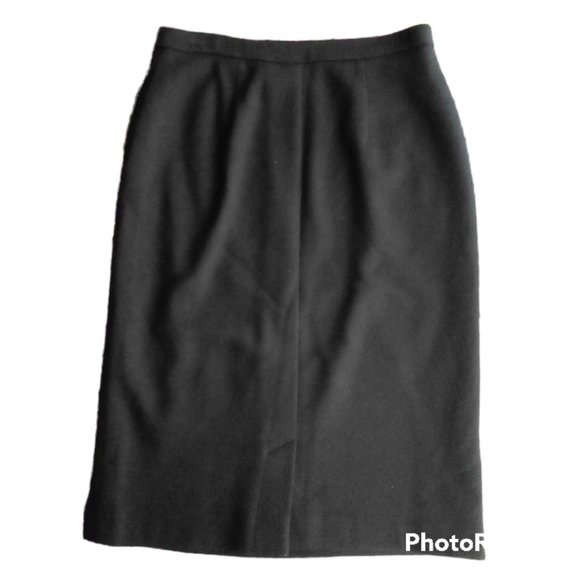 VINTAGE BLEYLE BLACK WOOL MIDI SKIRT SZ 10 FALL WINTER WARM LINED CHIC NEUTRAL - Picture 2 of 3